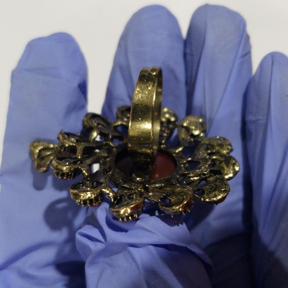 Vintage Peacock Ring – Pink Gemstones & Center Stone – Adjustable Women Jewelry - Picture 9 of 10